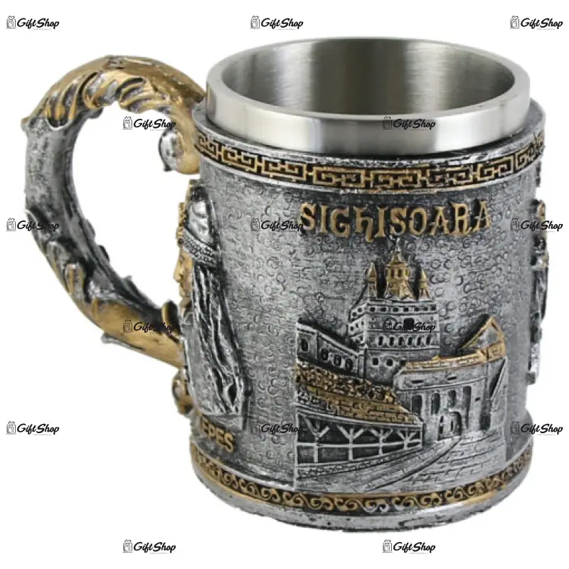 Cana din metal si rasina, romania, cavaler 10×11 cm